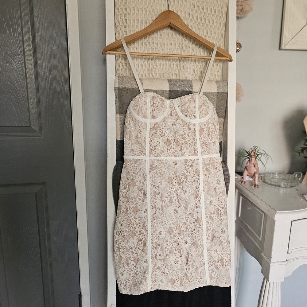 For Love And Lemons Lace Midi Dress in Cream and Black
